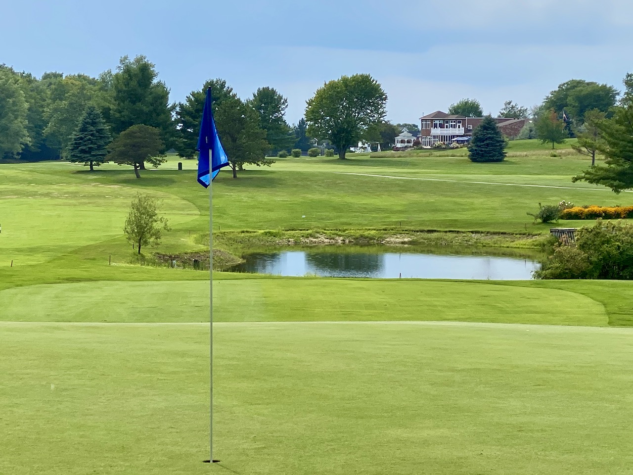 Champlain from 8th green with houses